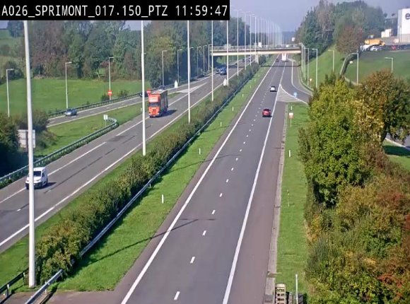 <h2>Webcam A26 (E25) à Sprimont, sur l'autoroute entre Liège et Arlon. Vue orientée vers le Luxembourg</h2>