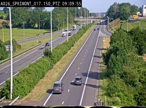 <h2>Webcam A26 (E25) à Sprimont, sur l'autoroute entre Liège et Arlon. Vue orientée vers le Luxembourg</h2>