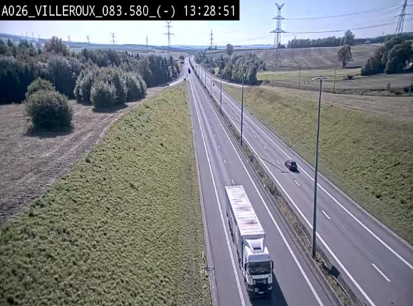 Webcam autoroute A26/E25 à hauteur de Vaux-sur-Sûre, à la jonction avec la N85 en direction de Liège - BK 83.6