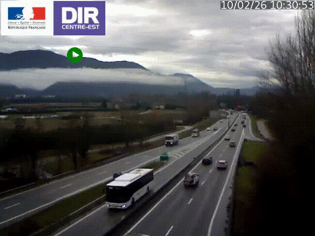 <h2>Caméra trafic à Meylan sur la Rocade-Sud de Grenoble en direction d'Aix-en-Provence</h2>