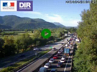 Caméra trafic à Meylan sur la Rocade-Sud de Grenoble en direction d'Aix-en-Provence