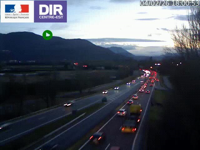 <h2>Caméra trafic à Meylan sur la Rocade-Sud de Grenoble en direction d'Aix-en-Provence</h2>