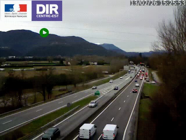 <h2>Caméra trafic à Meylan sur la Rocade-Sud de Grenoble en direction d'Aix-en-Provence</h2>