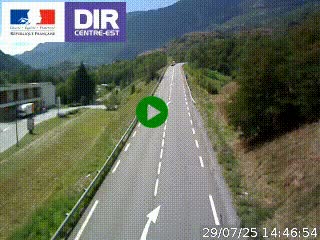 Web cam sur la N90 à Aime, en provenance de Bourg-Saint-Maurice et en direction d'Albertville
