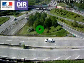 Caméra de circulation à Rondeau à la jonction de la Rocade-sud de Grenoble avec l'A480. Vue orientée vers Lyon