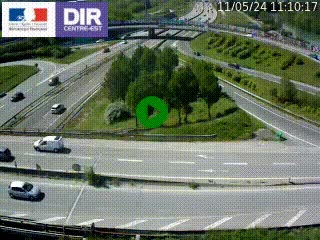 Caméra de circulation à Rondeau à la jonction de la Rocade-sud de Grenoble avec l'A480. Vue orientée vers Lyon
