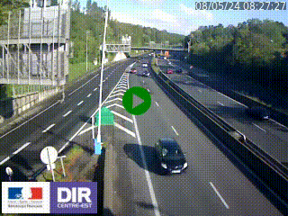Caméra autoroute sur A6 - Valvert, près de Lyon, en direction de Paris, à hauteur de la sortie 36 Porte du Valvert
