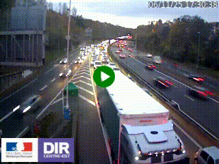 Caméra autoroute sur A6 - Valvert, près de Lyon, en direction de Paris, à hauteur de la sortie 36 Porte du Valvert