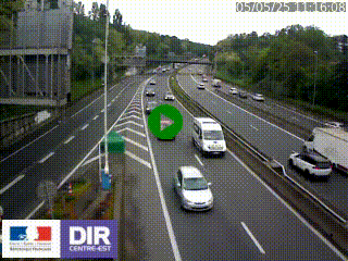 Caméra autoroute sur A6 - Valvert, près de Lyon, en direction de Paris, à hauteur de la sortie 36 Porte du Valvert