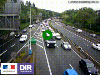 Caméra autoroute sur A6 - Valvert, près de Lyon, en direction de Paris, à hauteur de la sortie 36 Porte du Valvert