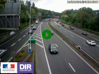 Caméra autoroute sur A6 - Valvert, près de Lyon, en direction de Paris, à hauteur de la sortie 36 Porte du Valvert