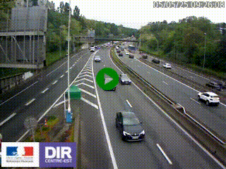 Caméra autoroute sur A6 - Valvert, près de Lyon, en direction de Paris, à hauteur de la sortie 36 Porte du Valvert