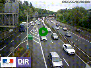 Caméra autoroute sur A6 - Valvert, près de Lyon, en direction de Paris, à hauteur de la sortie 36 Porte du Valvert