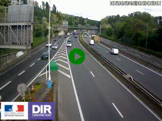 Caméra autoroute sur A6 - Valvert, près de Lyon, en direction de Paris, à hauteur de la sortie 36 Porte du Valvert