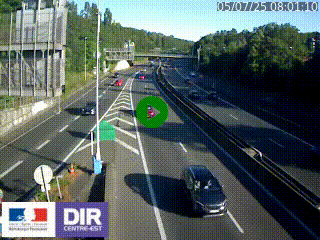 Caméra autoroute sur A6 - Valvert, près de Lyon, en direction de Paris, à hauteur de la sortie 36 Porte du Valvert