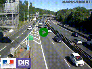 Caméra autoroute sur A6 - Valvert, près de Lyon, en direction de Paris, à hauteur de la sortie 36 Porte du Valvert