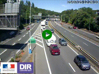 Caméra autoroute sur A6 - Valvert, près de Lyon, en direction de Paris, à hauteur de la sortie 36 Porte du Valvert