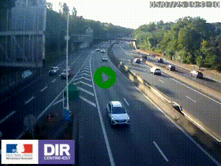 Caméra autoroute sur A6 - Valvert, près de Lyon, en direction de Paris, à hauteur de la sortie 36 Porte du Valvert