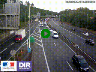 Caméra autoroute sur A6 - Valvert, près de Lyon, en direction de Paris, à hauteur de la sortie 36 Porte du Valvert