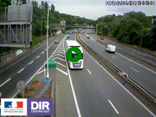 Caméra autoroute sur A6 - Valvert, près de Lyon, en direction de Paris, à hauteur de la sortie 36 Porte du Valvert