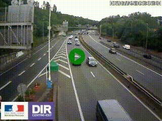 Caméra autoroute sur A6 - Valvert, près de Lyon, en direction de Paris, à hauteur de la sortie 36 Porte du Valvert