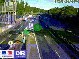 Caméra autoroute sur A6 - Valvert, près de Lyon, en direction de Paris, à hauteur de la sortie 36 Porte du Valvert