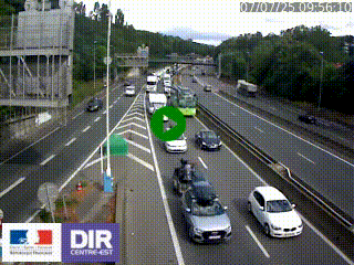 Caméra autoroute sur A6 - Valvert, près de Lyon, en direction de Paris, à hauteur de la sortie 36 Porte du Valvert