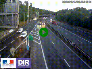 Caméra autoroute sur A6 - Valvert, près de Lyon, en direction de Paris, à hauteur de la sortie 36 Porte du Valvert