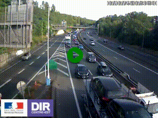 Caméra autoroute sur A6 - Valvert, près de Lyon, en direction de Paris, à hauteur de la sortie 36 Porte du Valvert