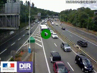 Caméra autoroute sur A6 - Valvert, près de Lyon, en direction de Paris, à hauteur de la sortie 36 Porte du Valvert