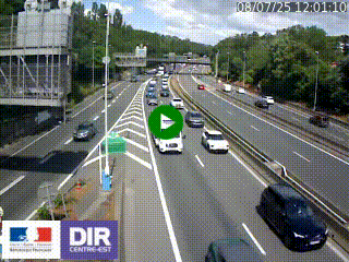 Caméra autoroute sur A6 - Valvert, près de Lyon, en direction de Paris, à hauteur de la sortie 36 Porte du Valvert
