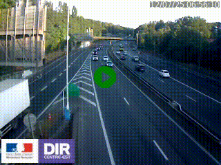 Caméra autoroute sur A6 - Valvert, près de Lyon, en direction de Paris, à hauteur de la sortie 36 Porte du Valvert