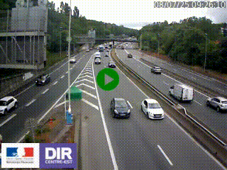Caméra autoroute sur A6 - Valvert, près de Lyon, en direction de Paris, à hauteur de la sortie 36 Porte du Valvert