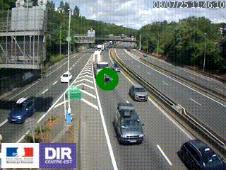 Caméra autoroute sur A6 - Valvert, près de Lyon, en direction de Paris, à hauteur de la sortie 36 Porte du Valvert