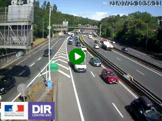 Caméra autoroute sur A6 - Valvert, près de Lyon, en direction de Paris, à hauteur de la sortie 36 Porte du Valvert