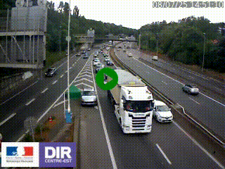 Caméra autoroute sur A6 - Valvert, près de Lyon, en direction de Paris, à hauteur de la sortie 36 Porte du Valvert