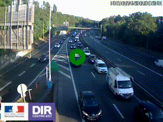 Caméra autoroute sur A6 - Valvert, près de Lyon, en direction de Paris, à hauteur de la sortie 36 Porte du Valvert