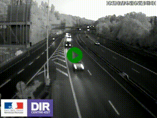 Caméra autoroute sur A6 - Valvert, près de Lyon, en direction de Paris, à hauteur de la sortie 36 Porte du Valvert
