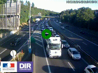 Caméra autoroute sur A6 - Valvert, près de Lyon, en direction de Paris, à hauteur de la sortie 36 Porte du Valvert