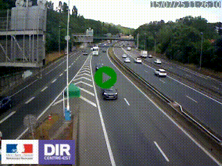 Caméra autoroute sur A6 - Valvert, près de Lyon, en direction de Paris, à hauteur de la sortie 36 Porte du Valvert