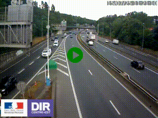 Caméra autoroute sur A6 - Valvert, près de Lyon, en direction de Paris, à hauteur de la sortie 36 Porte du Valvert