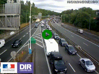 Caméra autoroute sur A6 - Valvert, près de Lyon, en direction de Paris, à hauteur de la sortie 36 Porte du Valvert