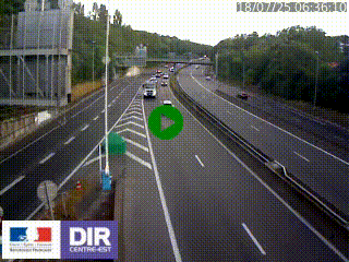 Caméra autoroute sur A6 - Valvert, près de Lyon, en direction de Paris, à hauteur de la sortie 36 Porte du Valvert