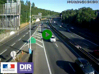 Caméra autoroute sur A6 - Valvert, près de Lyon, en direction de Paris, à hauteur de la sortie 36 Porte du Valvert