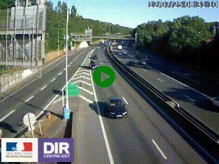 Caméra autoroute sur A6 - Valvert, près de Lyon, en direction de Paris, à hauteur de la sortie 36 Porte du Valvert