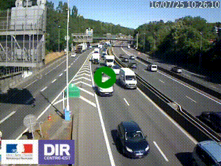 Caméra autoroute sur A6 - Valvert, près de Lyon, en direction de Paris, à hauteur de la sortie 36 Porte du Valvert