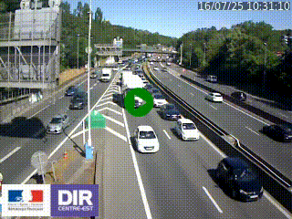 Caméra autoroute sur A6 - Valvert, près de Lyon, en direction de Paris, à hauteur de la sortie 36 Porte du Valvert