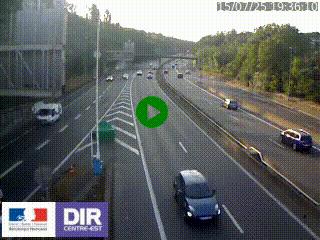Caméra autoroute sur A6 - Valvert, près de Lyon, en direction de Paris, à hauteur de la sortie 36 Porte du Valvert