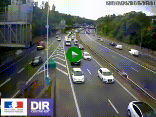 Caméra autoroute sur A6 - Valvert, près de Lyon, en direction de Paris, à hauteur de la sortie 36 Porte du Valvert
