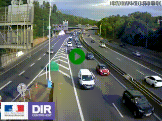 Caméra autoroute sur A6 - Valvert, près de Lyon, en direction de Paris, à hauteur de la sortie 36 Porte du Valvert